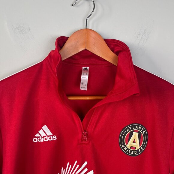 Adidas Atlanta United FC Soccer Futbol 1/4 Quarter Zip Red Pullover Mens Sz. S - Picture 3 of 6